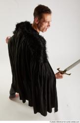 Man Adult Athletic White Fighting with sword Standing poses Coat